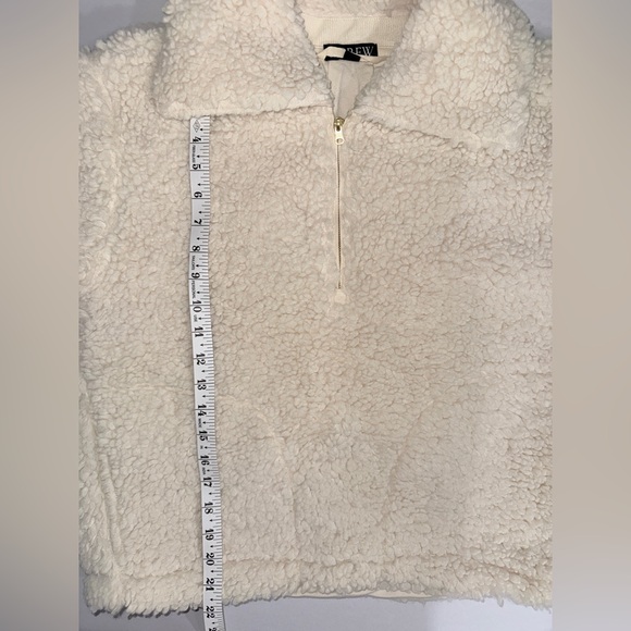 J.Crew Sherpa Soft Sherpa Half Zip Fleece Front Pockets Pull Waist Pullover - Picture 10 of 12